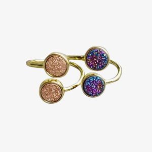 24k Gold Double Round Druzy Ring